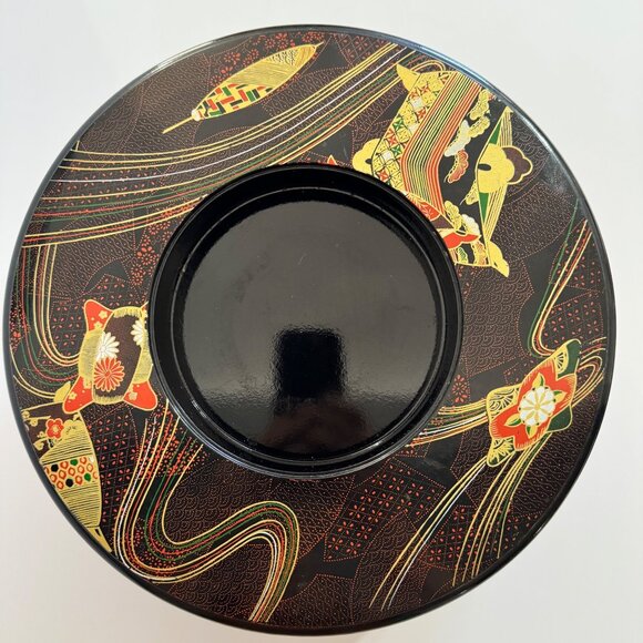 Japanese Lacquer Round Bento Box XL 5 Plates Sushi Treat Box - Picture 4 of 16